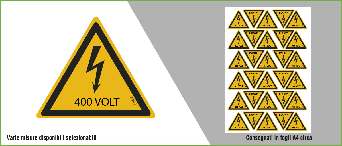 ADESIVO SEGNALETICA ELETTRICA pericolo 230 Volt pericolo salute e sicurezza EUR 6,65 - IT