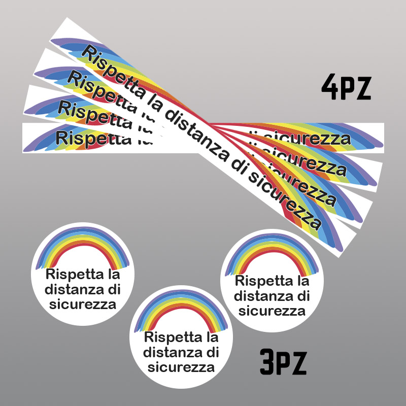 Adesivi Distanziamento Sociale Da Pavimento - 85x7.5 Cm, Giallo/Nero, Vinile Antiscivolo - Foto 6